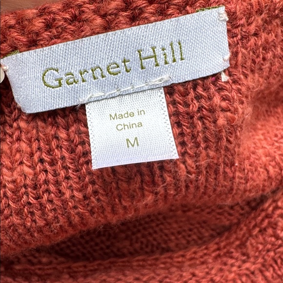 Garnet Hill | Cotton-Linen Blend Pullover Sweater with Lace Detail | Size M - Picture 5 of 6